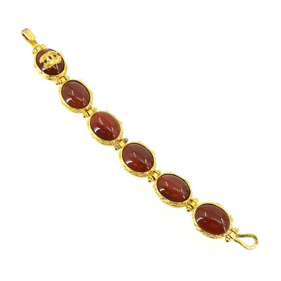 CHANEL Color Stone Bracelet Red Gold 96A Vintage Accessory 90224055 - Picture 3 of 7